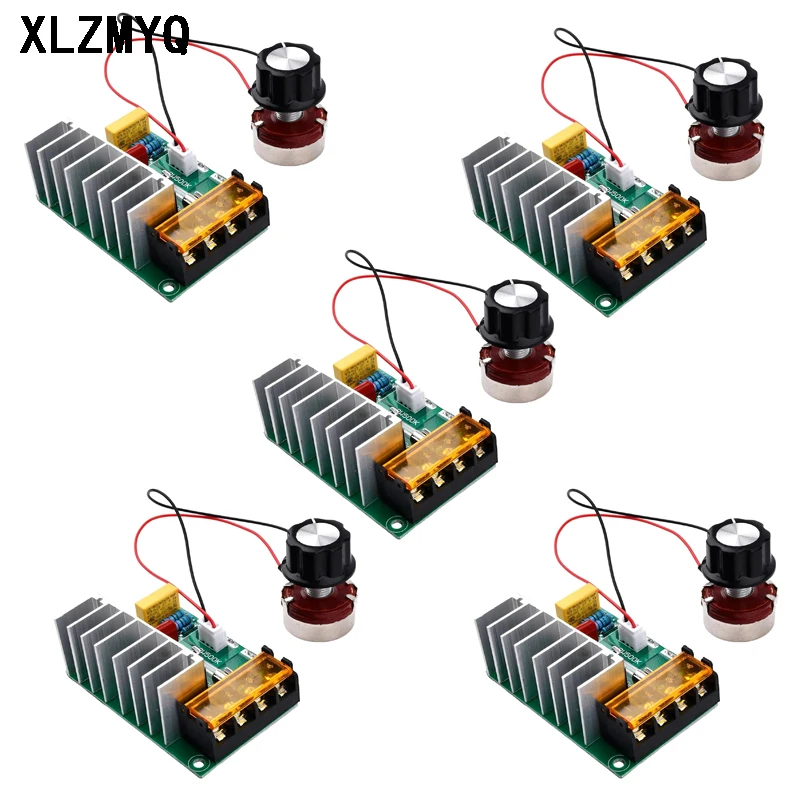 5pcs 4000W 0-220V AC SCR Electric Voltage Regulator Motor Speed Controller Dimmers Dimming Speed With Temperature Insurance