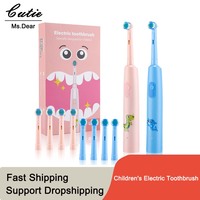 Smart Children's Electric Toothbrush Round Head Rotating Cleaning Toothbrush Teeth Cleaning with Replacement Head Rechargeable