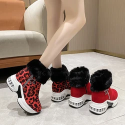 Platform Wedge Snow Boots for Women Shoe Inner/outer Plush Side Zipper Internal Increasing Modern Short Boot Zapatos De Mujer