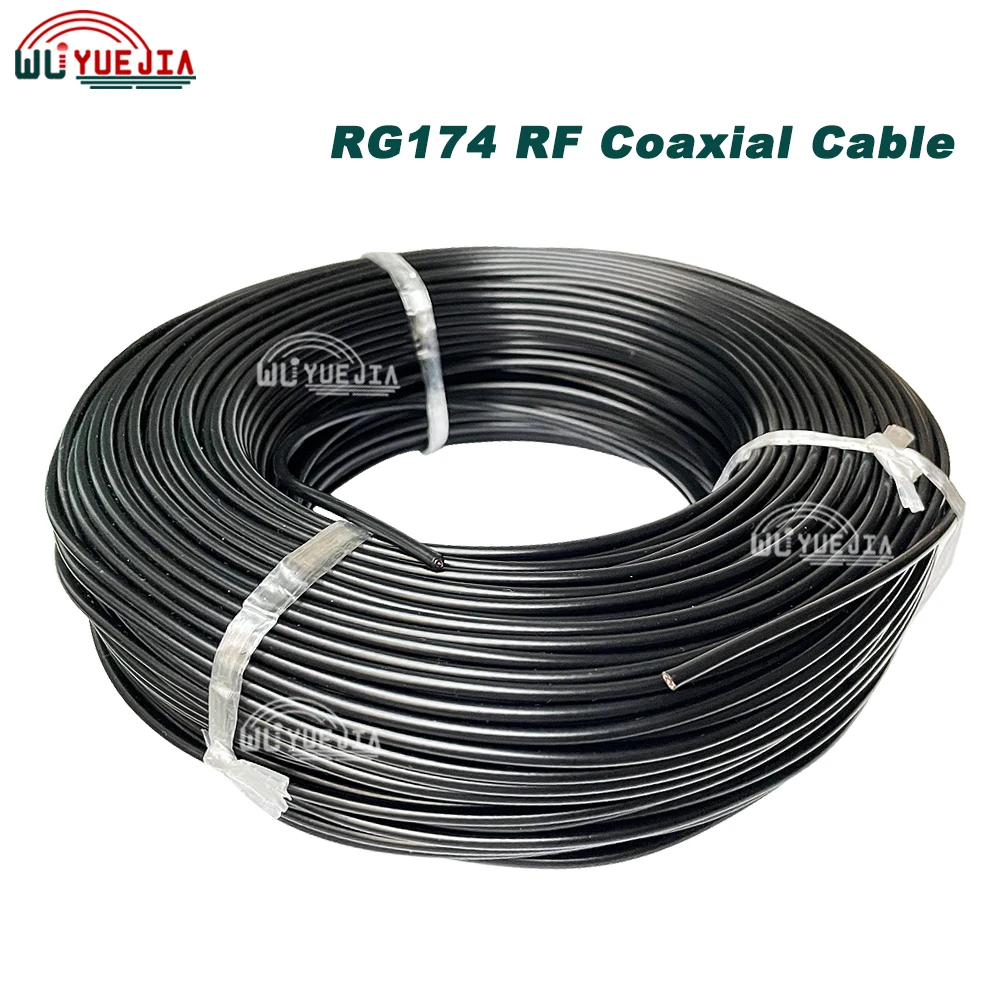 RG174 Coaxial Cable 50 Ohm Bare Copper Low Loss Multi Core High Quality for Crimp Soldering Connector Fast Shipping 5m~200m