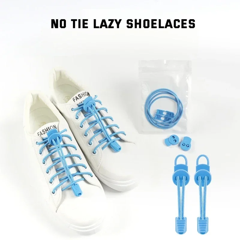 New Lock Shoe Laces Round Tennis Shoelaces Without Ties Adult Kids Sneakers Elastic Shoelace Rubber Bands for Shoes Accesories image 3