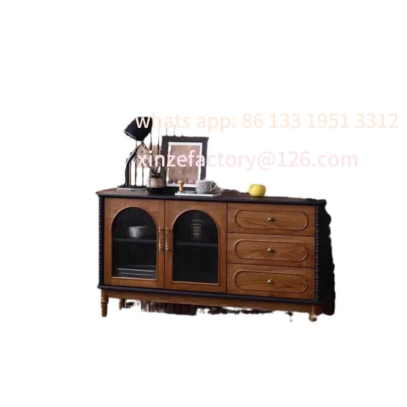 

Retro simple storage French solid wood all-in-one wall wine cabinet locker American living room home