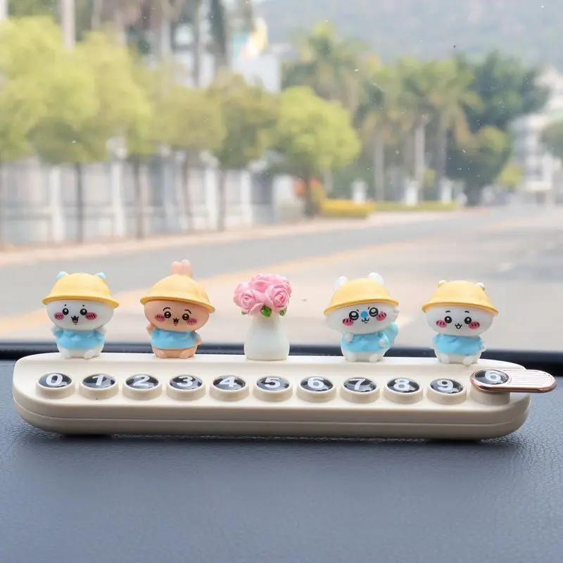 

Anime Chiikawa Hachiware Move The Car Phone Plate Cute Usagi Temporary Parking Number Plate Ornaments Vehicle Mounted Jewelry