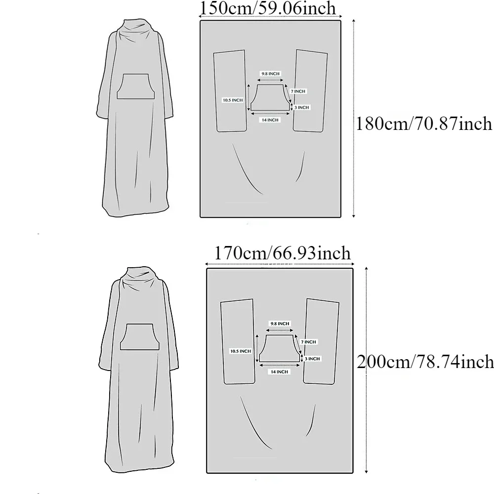 1PC Wearable Adult Blanket Large Pocket Multifunctional Lazy Sleeve Blankets Antistatic Flannel Blankets TV Sofa Blanket Throw