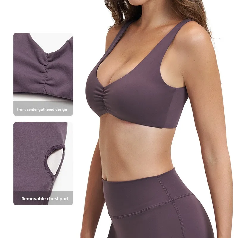 Solid Color Sports Bra Women Yoga Brat Fitness Gym Clothe Underwear High impact shockproof Chest Pad quick-drying crop top