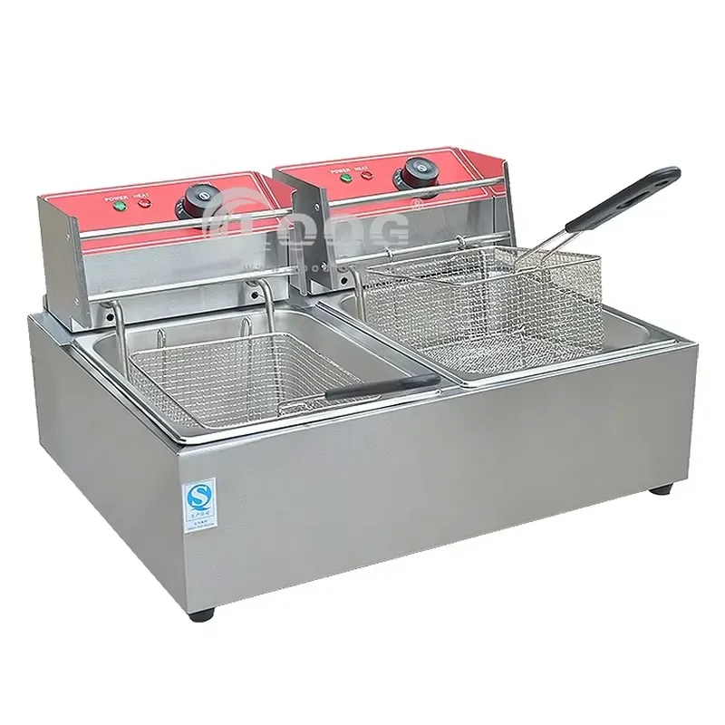Commercial Double Slot Electric Deep Fryer Stainless Steel Professional Kitchen Equipment High Efficiency Cooking Machine For