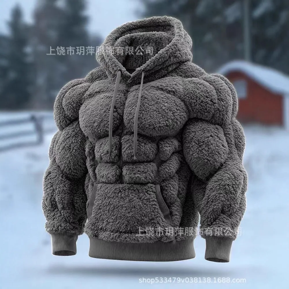 Sudadera con Capucha para Hombre 2026, Diseño Vintage con Estampado 3D, Forro Polar, Cálida, Tipo Jersey, Sudadera Sólida, Sudadera Navideña