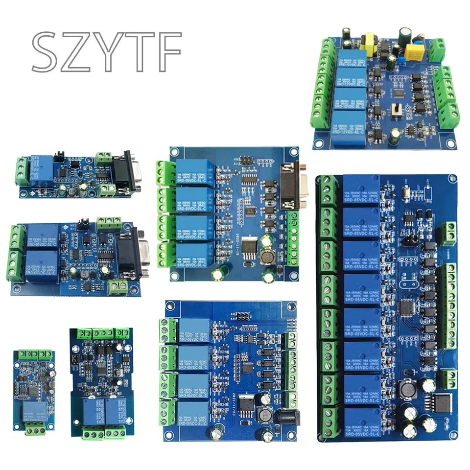 Modbus-RTU 1/2/4/8 Channels Relay Module Swtich DC7-24V AC220V RS485/RS232/TTL Communication relay Output 3 Modes Anti-reverse