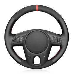 Car Steering Wheel Cover Black Genuine Leather Suede For Kia Forte 2009-2014 Soul 2010-2013 Rio 2009-2011 Car Accessories