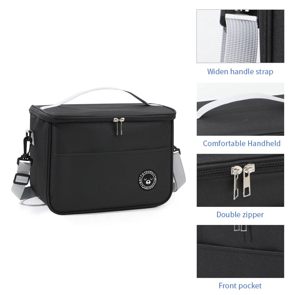 Large Capacity Hand-held with Shoulder Strap Insulated Bag, Multifunction Lunch Box Bag, Student Thickened Waterproof Lunch Bag image 4