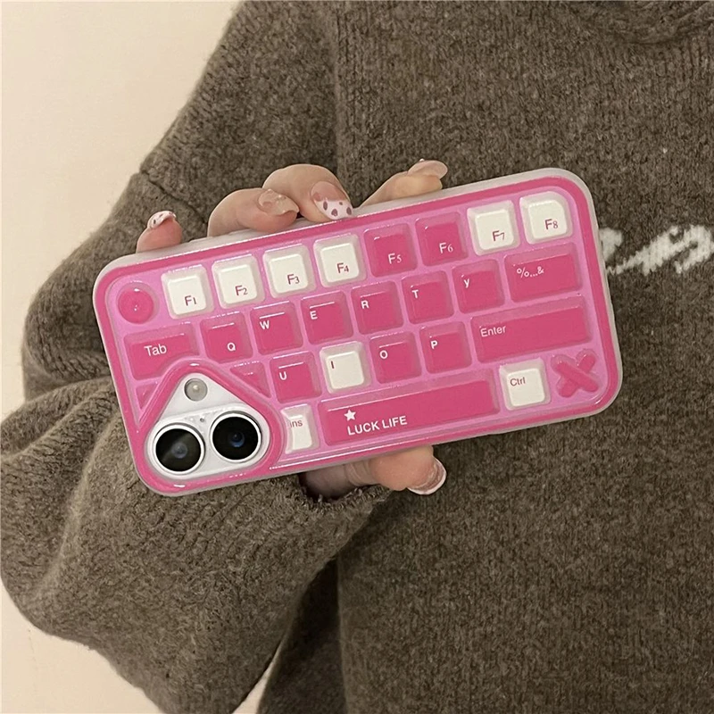 Ins Creative Fashion Simple Solid Color Case Compatible for IPhone 11 15 13 16 14 12 Pro Max 16 13 15 12 Pro Keyboard Soft Case