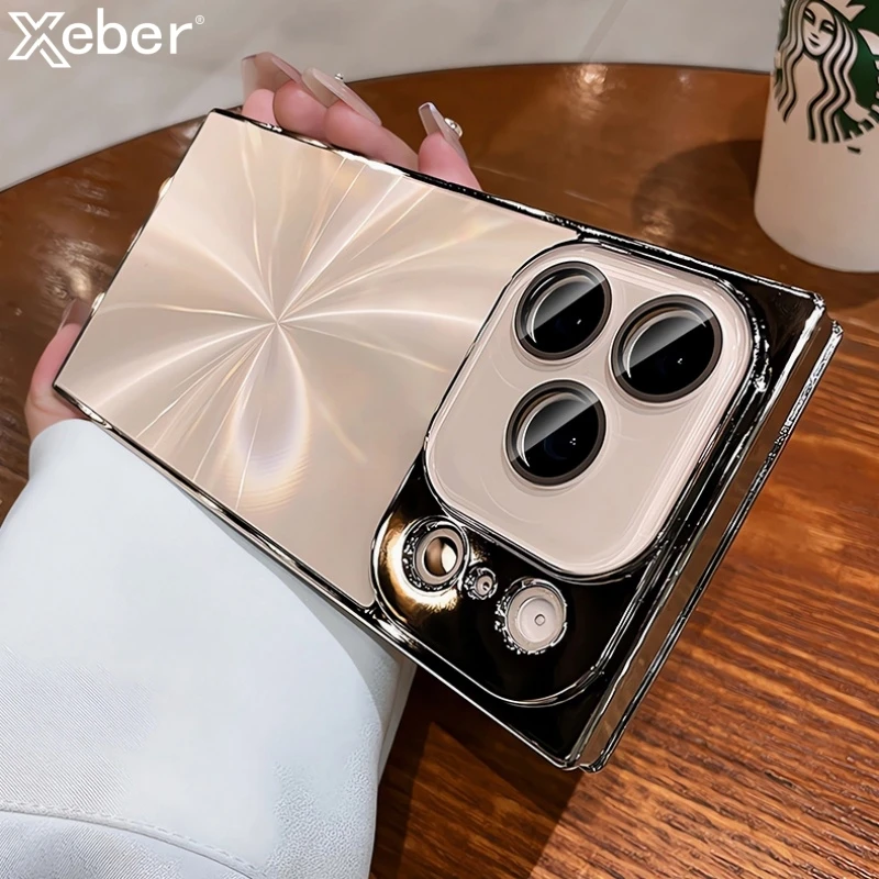 تصفيح الليزر أورورا CD الملمس المربعات الحال بالنسبة آيفون 17 16 15 14 13 برو ماكس زائد مع عدسة زجاجية فليم حماية غطاء الوفير #1