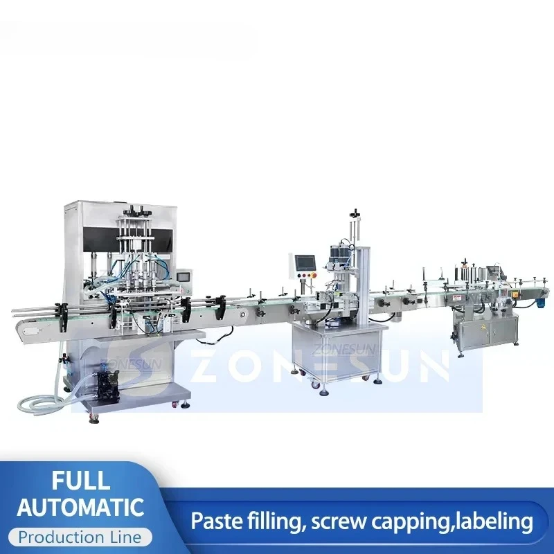 

ZONESUN Juice Milk Jar Honey Hand Sanitizer Liquid Filler Automatic Water Bottle Filling Capping And Labeling Machine