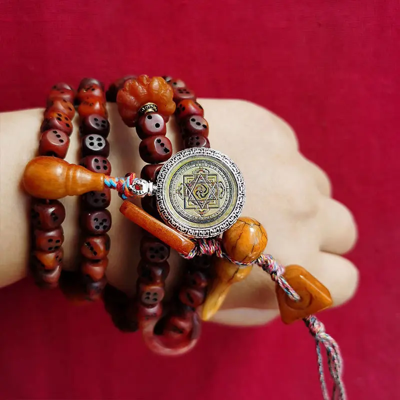 Dice set 108 beads old material camel cow bone DIY accessories running ring Thangka fortune and longevity skull