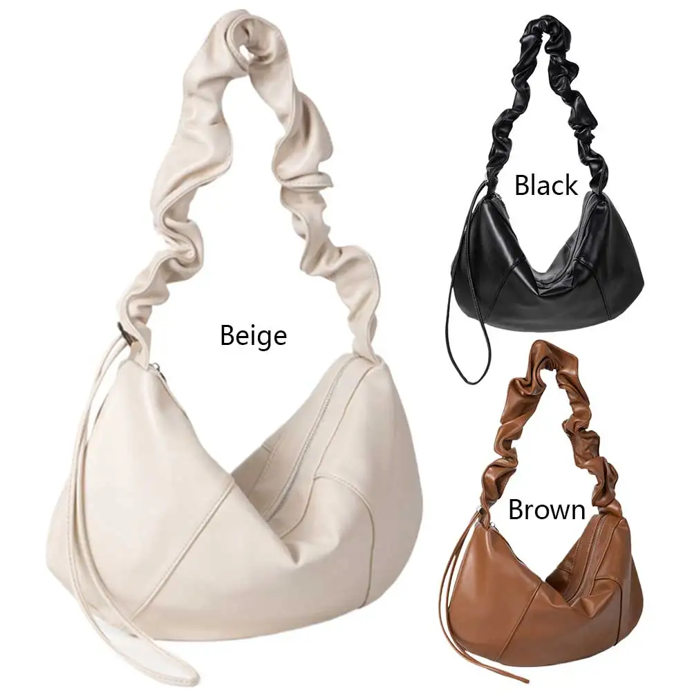 Grande capacidade PU Drawstring Hobo Bag para mulheres, bolsa de ombro pequena, alça ajustável, viagens ao ar livre, moda