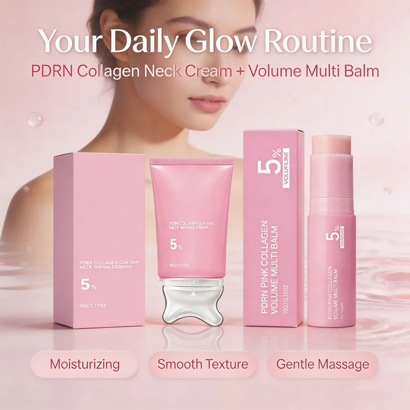 PDRN Pink Collagen Volume Multi Balm Stick/Neck Cream 5% Volufiline,Enhance Skin Elasticity Moisturizing Nourishing for Dry Skin
