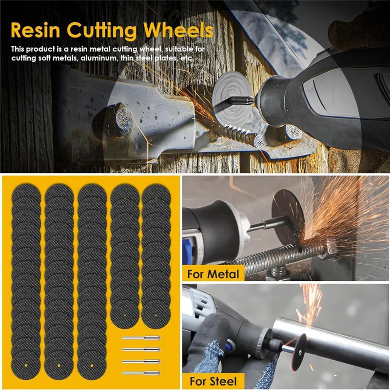 

Новейшие 50 шт. роторные режущие диски с 4 шт. оправой, аксессуары для вращающихся инструментов для резки металла, дерева, камня