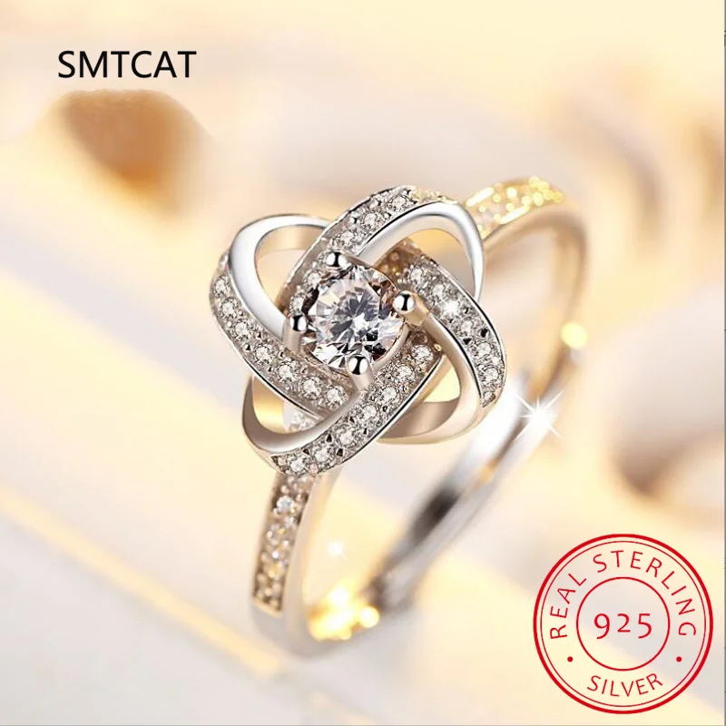 여성용 클래식 모이사나이트 클로버 반지, DVVS1 컬러 100% S925 스털링 실버, 약혼 웨딩 파티 파인 주얼리 선물, 신제품