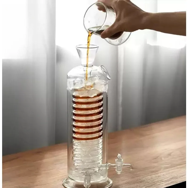 Cold Brew Pitcher High Temperature Resistant Glass Kettle Quick Cooling Tea Water Cooling Cold Water Pitcher with Faucet