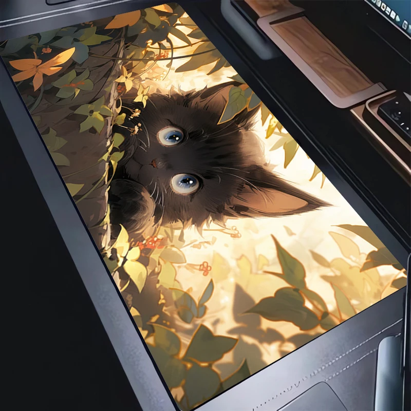 

Mouse Pad Gaming Home Mousepad Flower Black Cat Keyboard Pad Office Carpet Laptop Green Plants Mice Pad PC Accessories Desk Mat