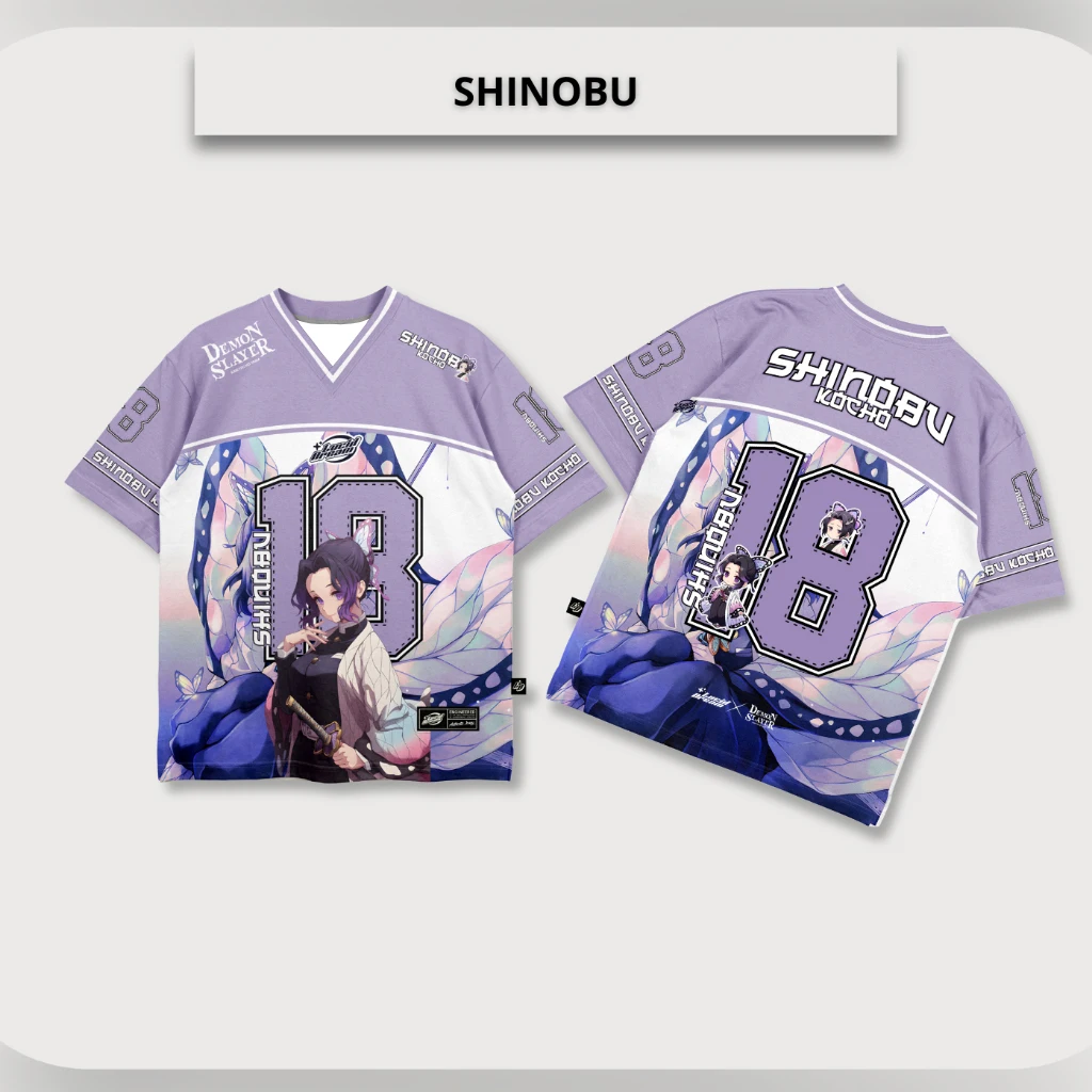 

Men's Demon Slayer Kochou Shinobu Printed Short Sleeve Jersey 18# Purple Anime Graphic Sports Wear for Fans Casual Streetwear