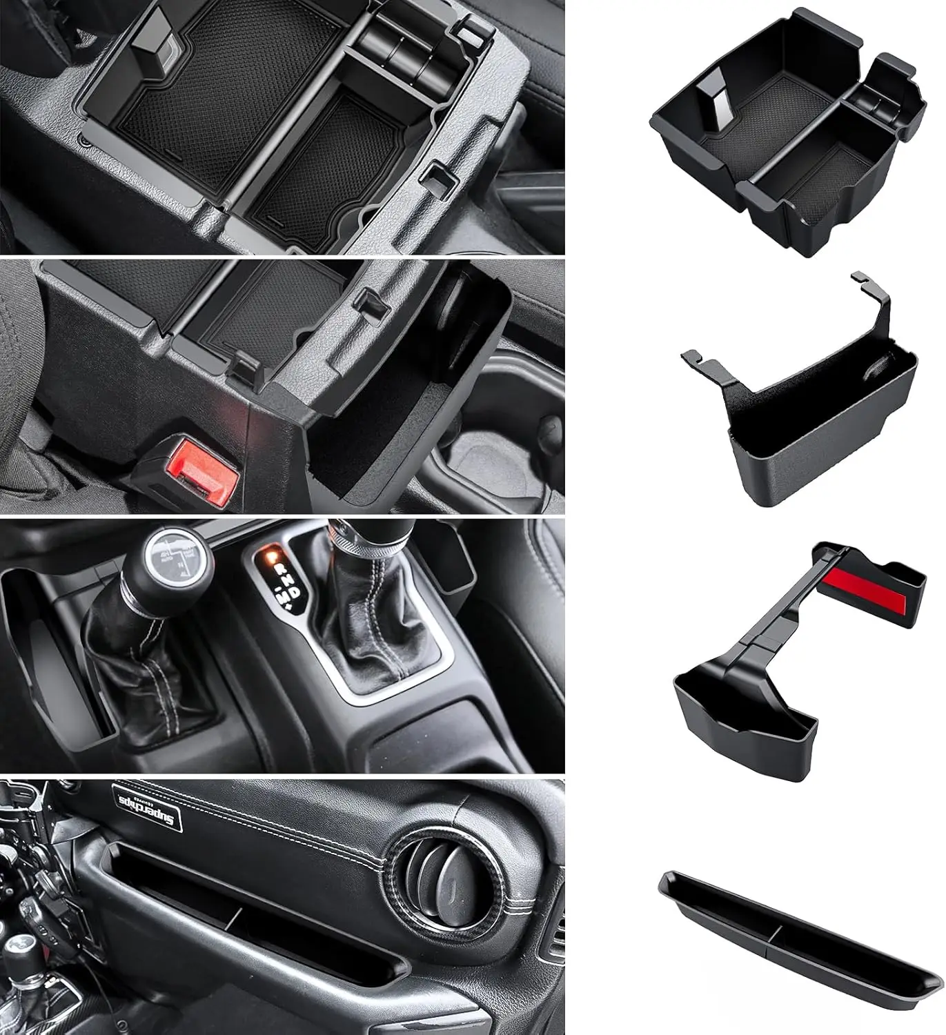 

Center Console Organizer for Jeep Wrangler JL JLU Gladiator JT 2018-2023, Hanging Armrest Storage Box & Gear Shift Side Tray