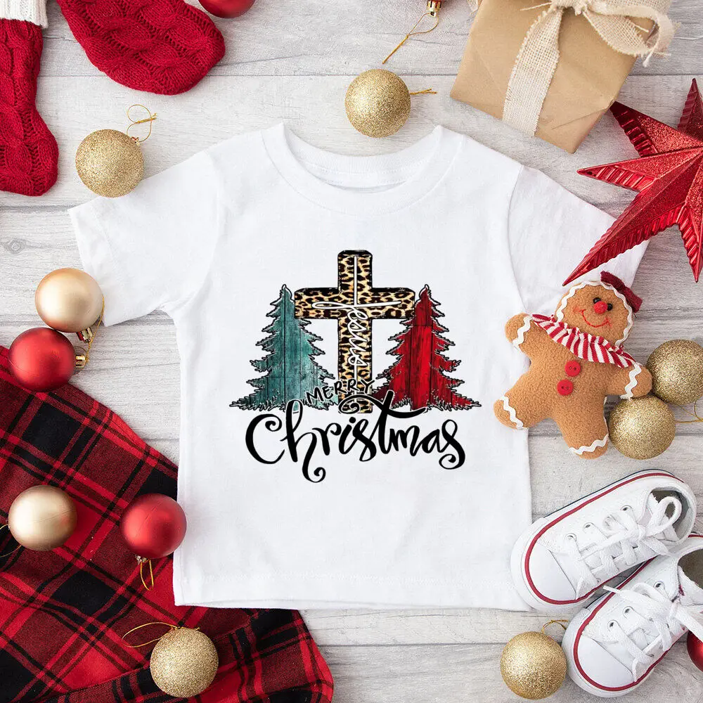 عيد ميلاد سعيد مطبوعة قمصان أطفال حفلة عيد الميلاد بنين بنات الزي الشتاء عطلة الطفل تي شيرت عيد الميلاد ملابس الأطفال بلايز #4