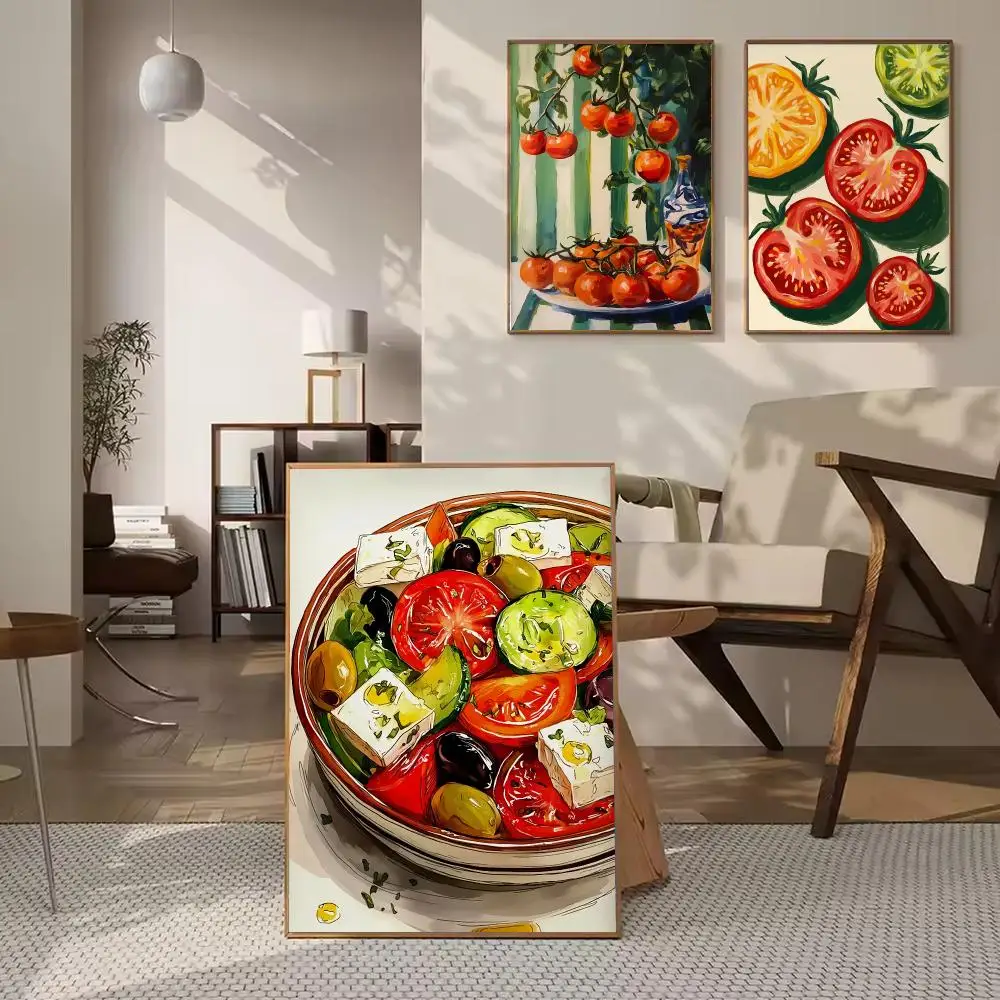 Tomato Harvest HD Wall Art Poster Sun Kissed Red Tomatoes Impressionist Summer Garden Kitchen Dining Room Home Decor Gift