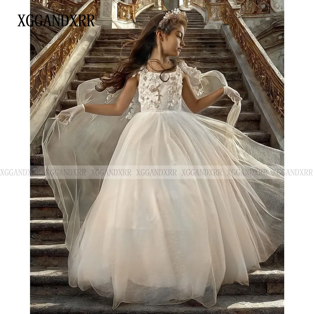 Elegant Flower Girl Dress 2026 White Mini Quinceanera Birthday Party Gown Wedding Formal Pageant Daughter Sister Princess