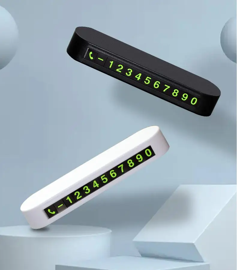 Adjustable Black/White Car Temporary Parking Phone Number Plate - Automobile Parking Accessory for Quick Stop & Park Supplies