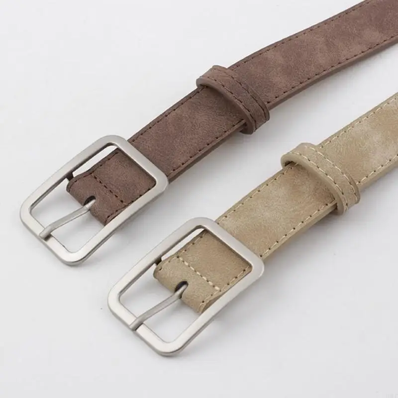 حزام عصري بإبزيم مربع الشكل وحزام من الجلد الصناعي هدية مثالية