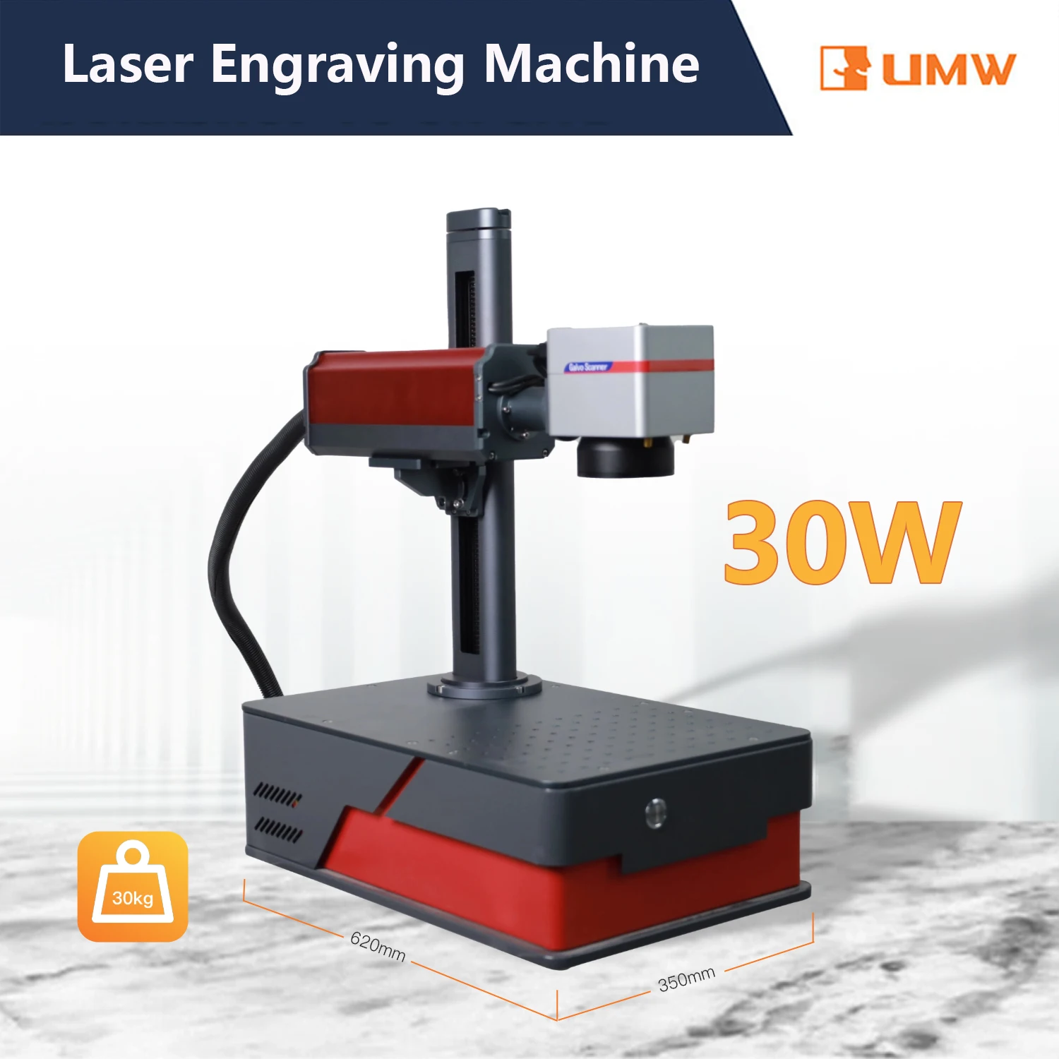 

Fiber Laser Engraving Machine 30W Metal Plastic Wood Laser Marking Machine with 300mm Rotary Axis