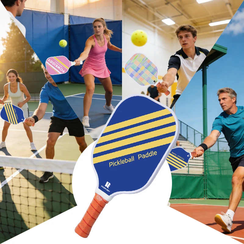 Pickleball Paddle Set | Fiberglass Materia | PP Honeycomb Core Suitable for Beginners Includes 2 Rackets 1 Bag and 4 Balls