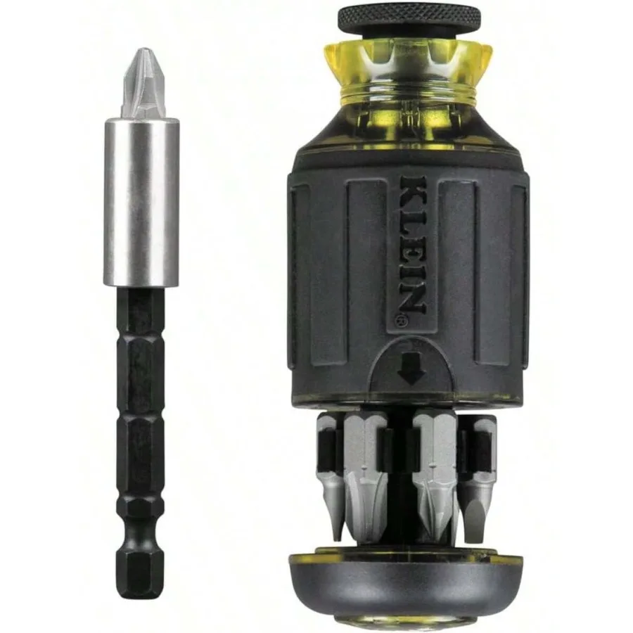 Destornillador Multibrocas Klein Tools 32308, Resistente a Impactos, 8 en 1 Ajustable, con Puntas Planas, Cuadradas y para Tuercas