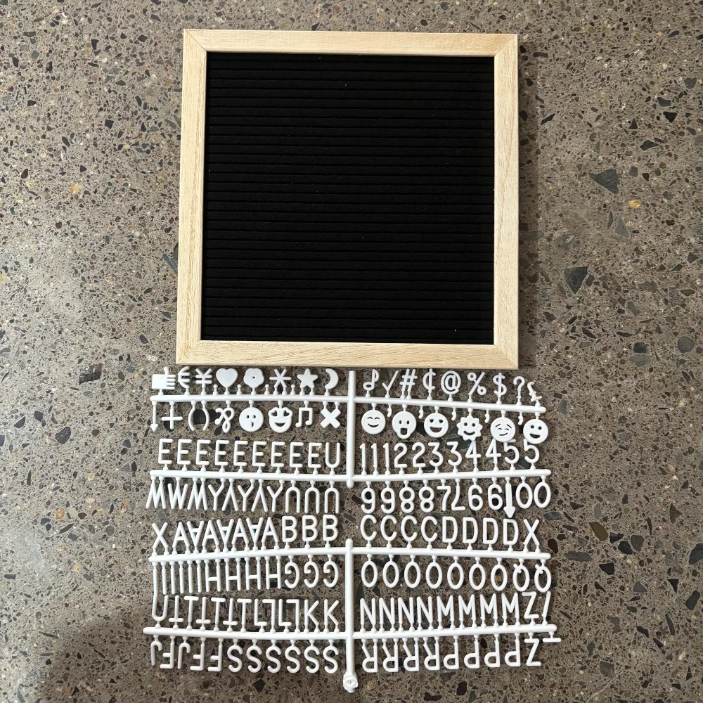Multifunctional Wooden Letter Message Board 10x10 Inch Home Decorations Felt Letter Board Changeable Symbols Blackboard Home