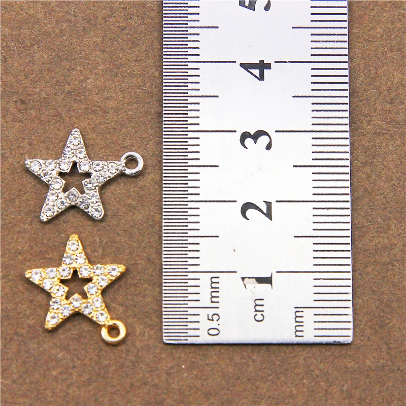 6pcs 15*16mm Mosaic Rhinestones Star Charm Connector for DIY Jewelry Making Bracelet Pendant Accessories