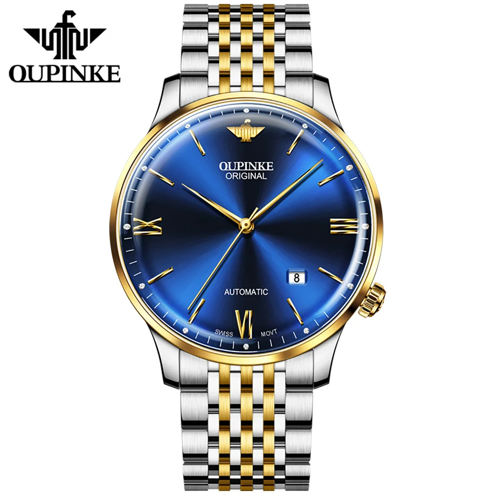 OUPINKE 3269 Top Original Mechanical Watch For Men Ultrathin Dial Gold Luxury Sapphire Crystal Business Dress Style Wristwatches