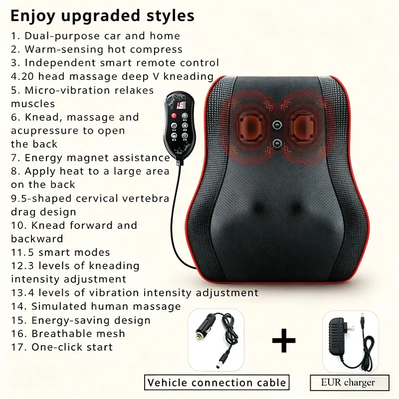 Multifunctional Electric Massage Pillow Full Body Massage Cushion Neck Waist Back Shoulder Cervical Massager for Car Home