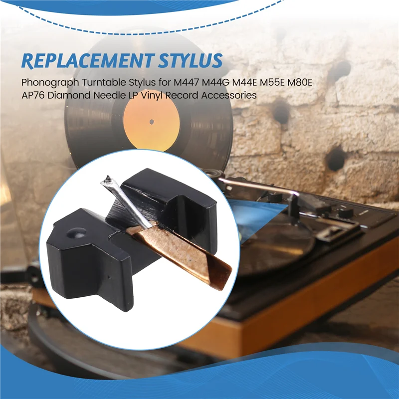 Отличный стилус для проигрывателя фонографа для Shure M447 M44G M44E M55E M80E AP76, алмазная игла, аксессуары для виниловых пластинок LP
