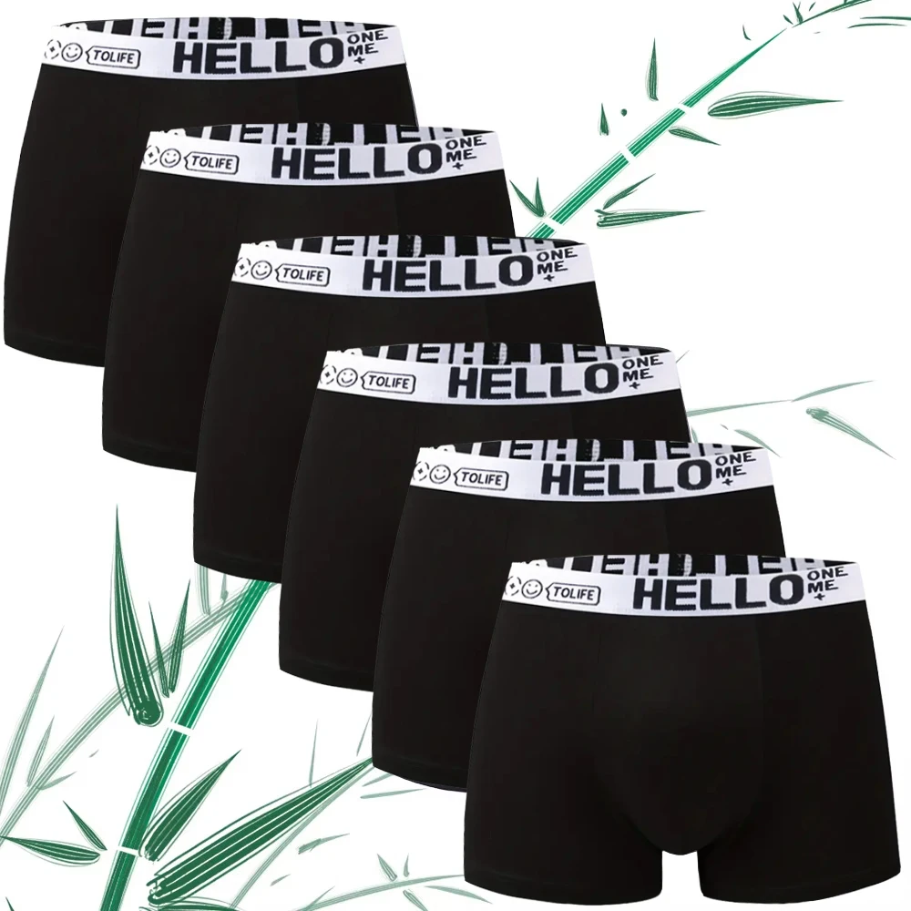 

6 шт., мужское нижнее белье на плоской подошве из бамбукового волокна, однотонные, простые спортивные трусы со средней талией, мягкие дышащие трусики из ткани высокого качества