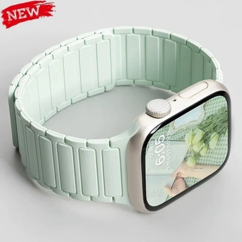 

Magnetic Silicone Strap For Apple Watch Series 11 10 9 8 7 6 SE 5 4 Ultra3/2 Band For iWatch 46mm 42mm 45mm 40mm 38/41/44/49mm