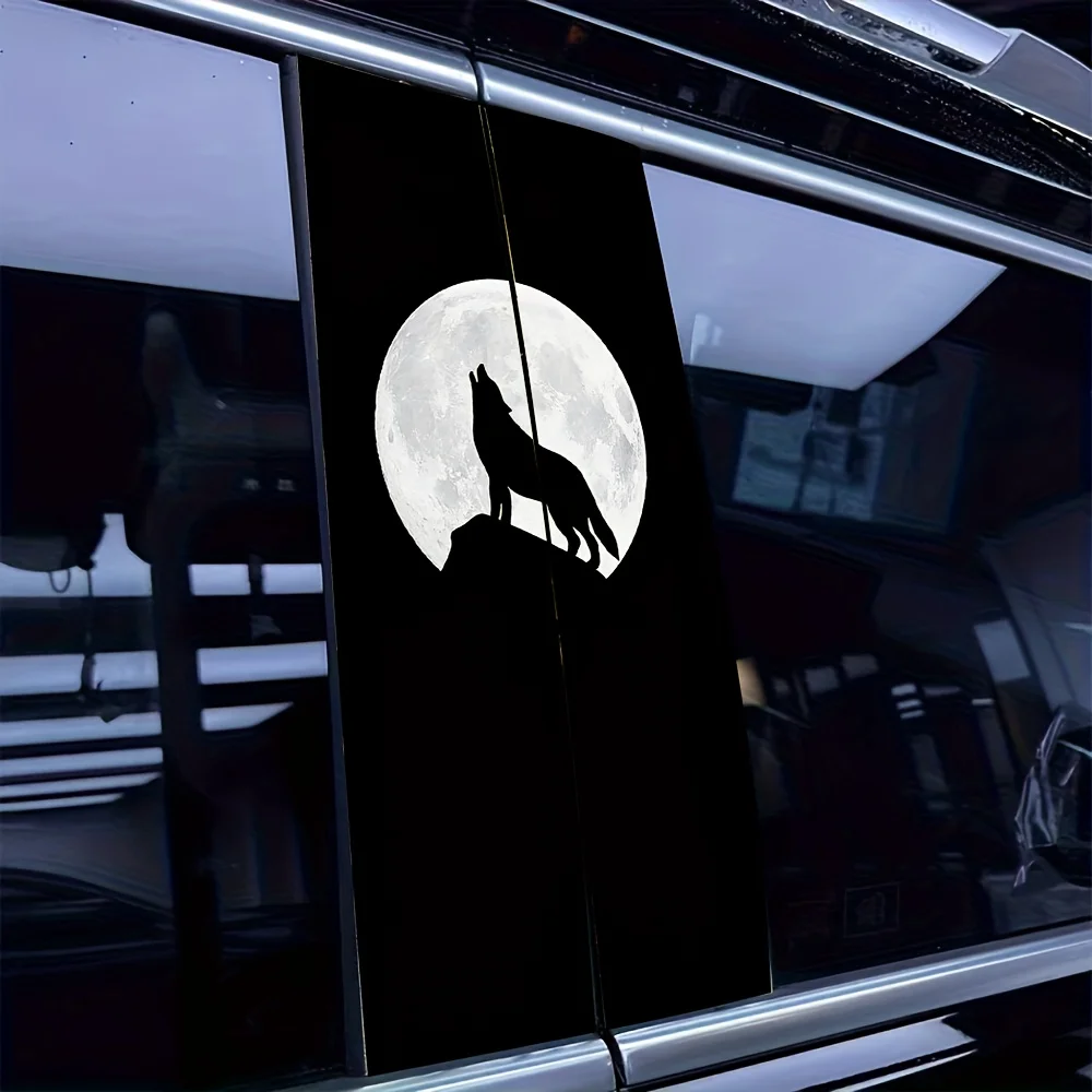 

2Pcs Wolf Pattern Car Stickers:Waterproof,Scratch Resistant,Sunscreen Easy Sticker Disposable Waterproof Sticker Halloween Gifts