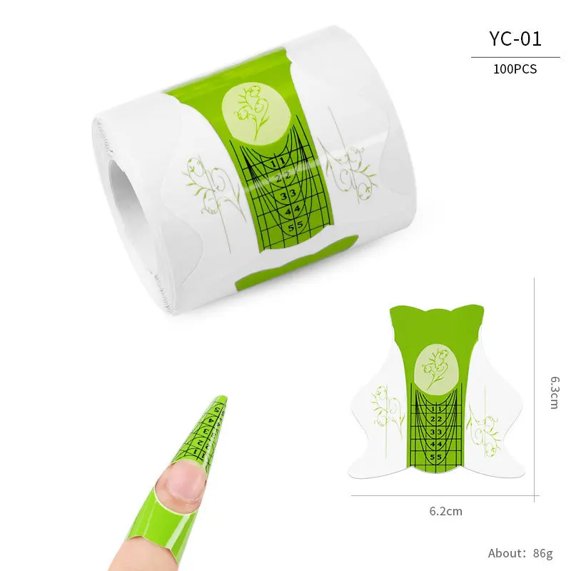 100 PCS Roll French Nail Form For Acrylic Gel Extension Paper Holder French Light Therapy Extended Armor Accessories Sticker