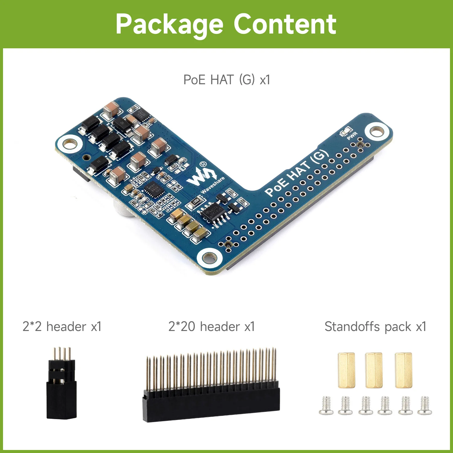 Waveshare PoE HAT Power Over Ethernet HAT (G), 5V 5A Ausgang, geeignet für Raspberry Pi 5/CM 5, IEEE 802.3af/at Netzwerkständer