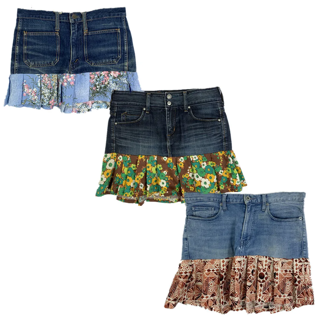 

Low Waist Denim Skirt American Sle Y2K Vintage Waed Girl's Skirt A-Line Silhouette Fitted Sle Daily Wear