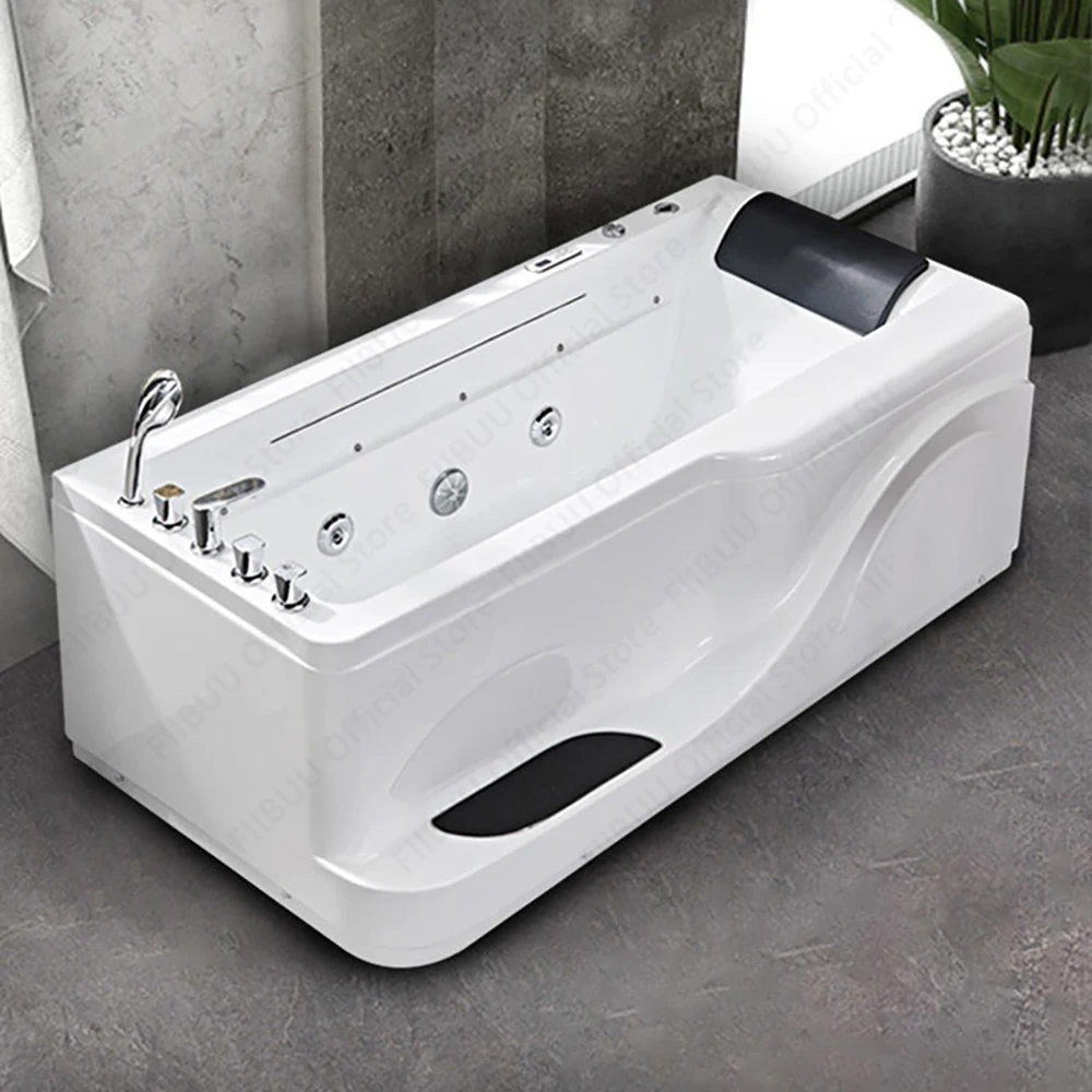 Modern Acrylic Bathtub High Load-bearing Capacity Left/Right Skirt  Contains Anti-Slip Footrests, 1.5-Meter Bathroom Furniture