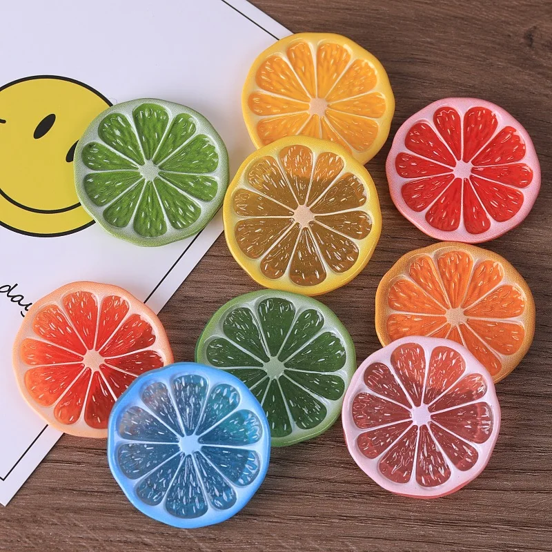 5pcs Mini Lemon Slice Resin Cabochons Colorful Lemon Model Transparent Fruit Charms DIY Decoration Home Desktop Decor Decoration