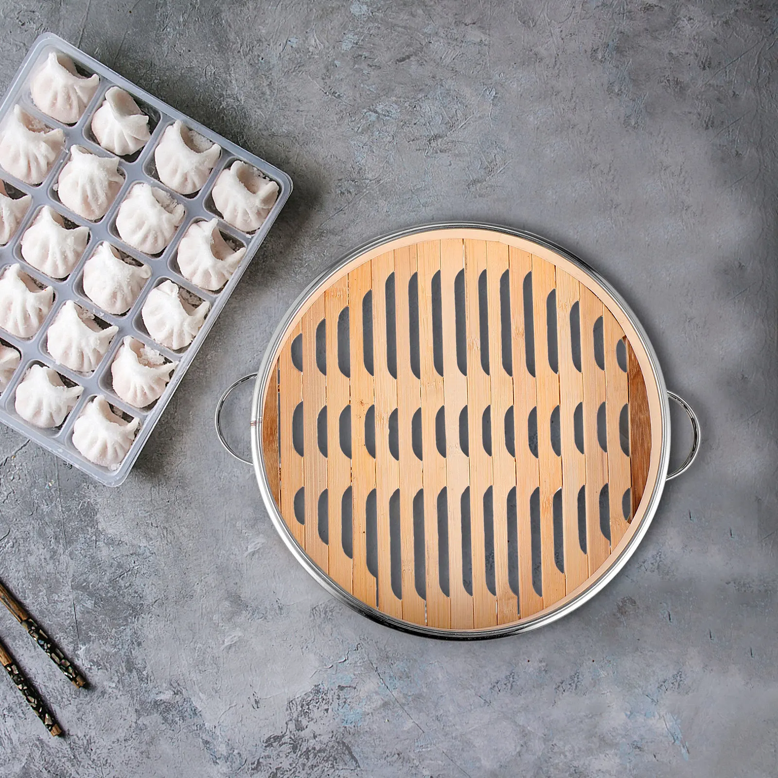 

1 Set Kitchen Food Steamer Strong Steam Basket For Dumpling Bun Reusable With Lid Premium Material Home Use Steaming