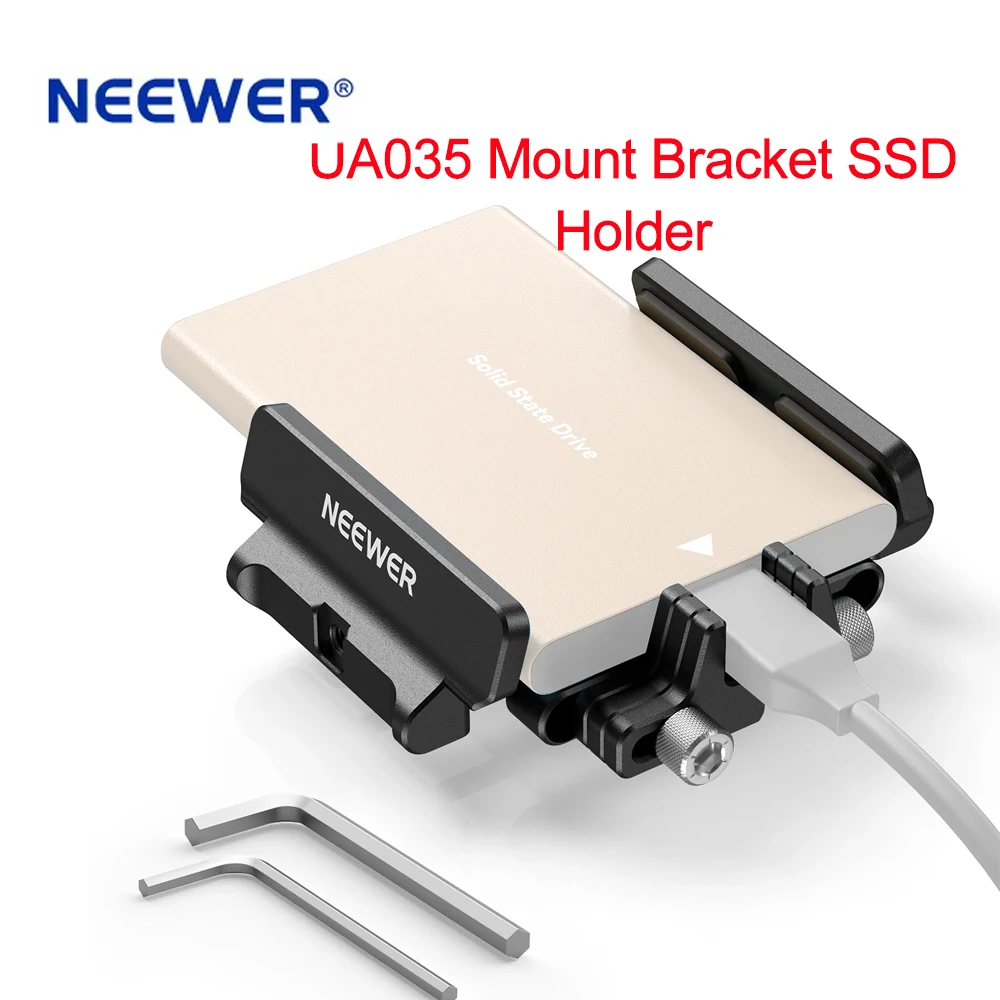 NEEWER Mount Bracket SSD Holder with Cold Shoe Cable Clamp 1.6