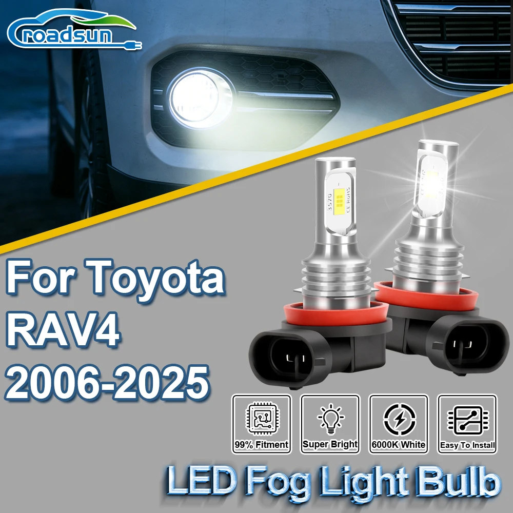

ROADSUN для Toyota RAV4 2006 2007 2008 2009 2010 2011 2012 2013-2025 1 пара обновленных автомобильных светодиодных противотуманных фар Canbus, ультра противотуманные фары